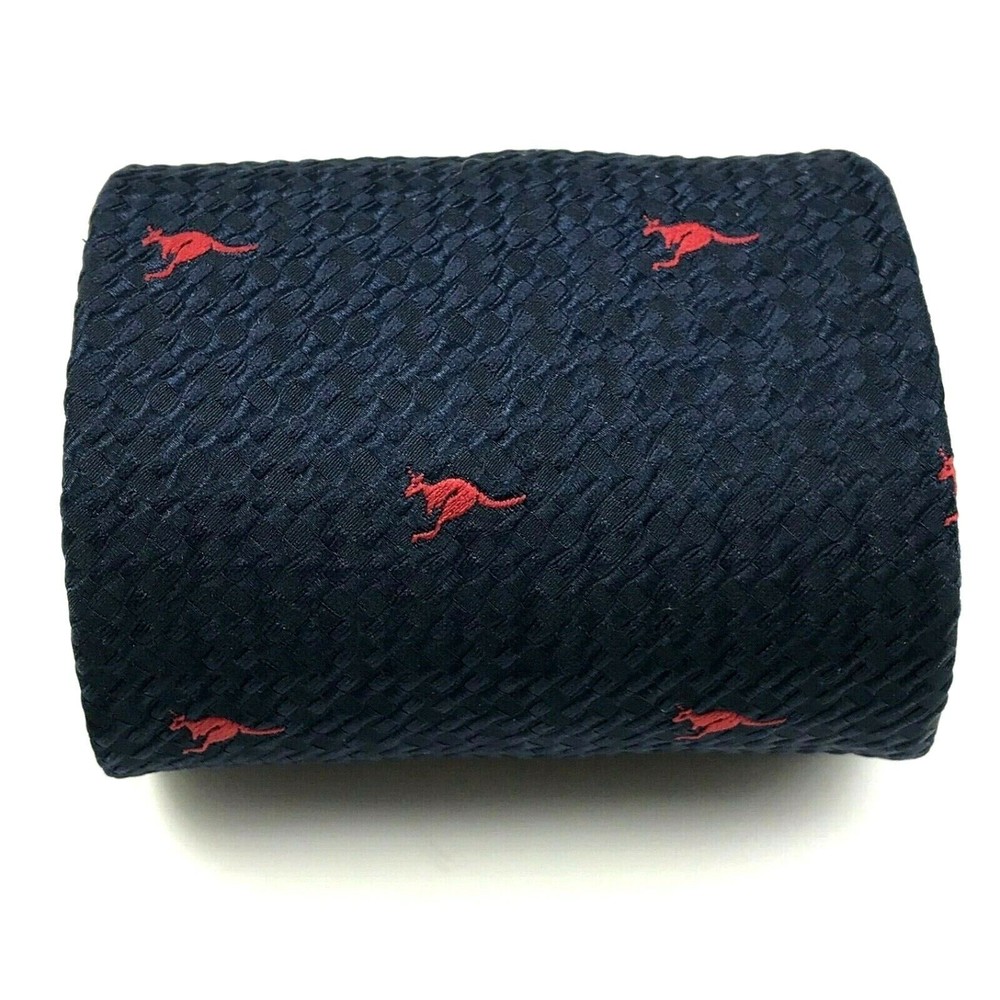AUSTICO Australia Mens Polyester Necktie Animal Theme Kangaroo Navy Blue Red Tie - Picture 3 of 11